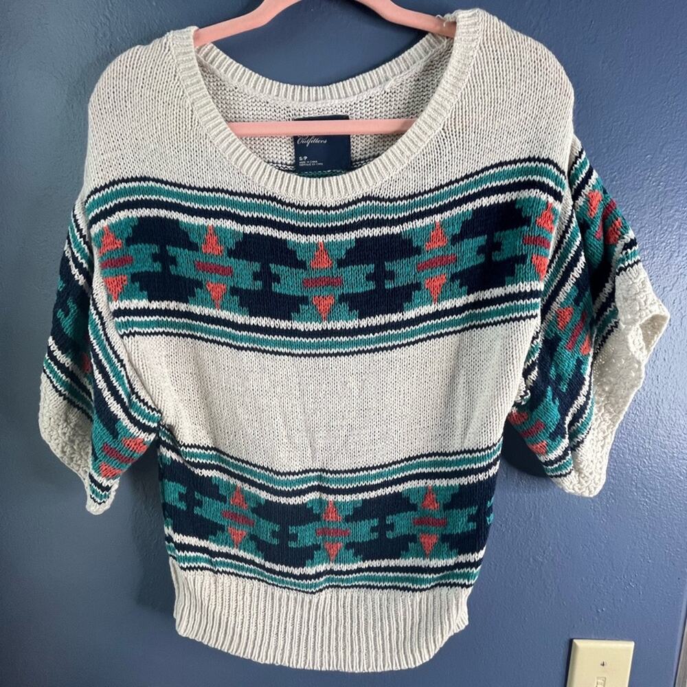 American Eagle Outfitters Patterned Crew Neck Knit Sweater short sleeve Small